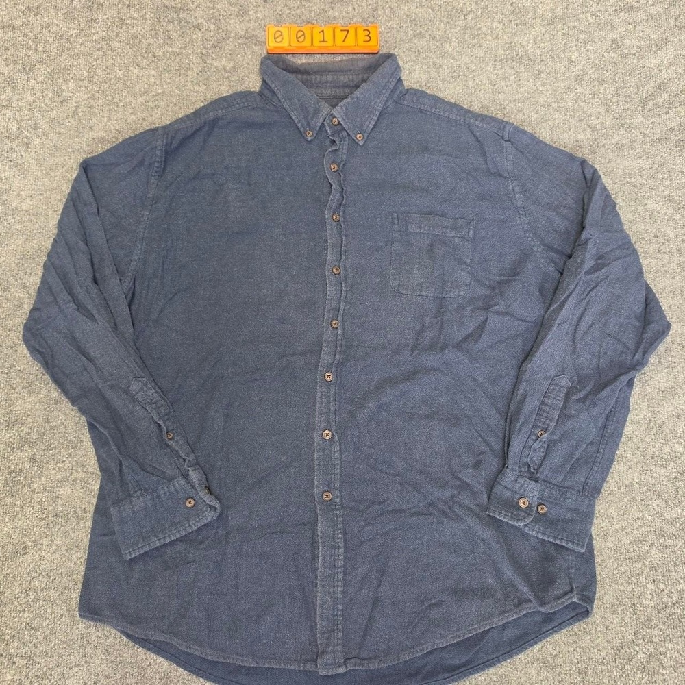 Croft & Barrow Blue Herringbone Button Down Shirt Mens XL